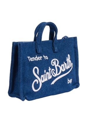 Pouch per smartphone in stile borsa tote in denim blu SAINT BARTH KIDS | PHONE00900436L